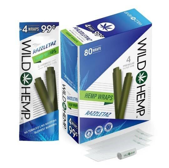 Wild H. Natural Wraps Rolling Papers 80 Total Wraps 20 Pouches (Razzletaz) Wild H. Natural Wraps Rolling Papers 80 Total Wraps 20 Pouches (Razzletaz)
