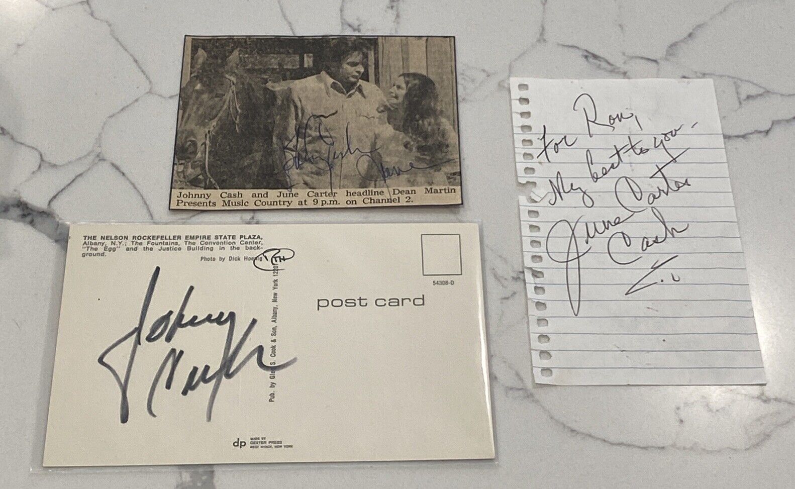 Johnny Cash/June- Autographed/Signed Card-Country Western Star-1970s