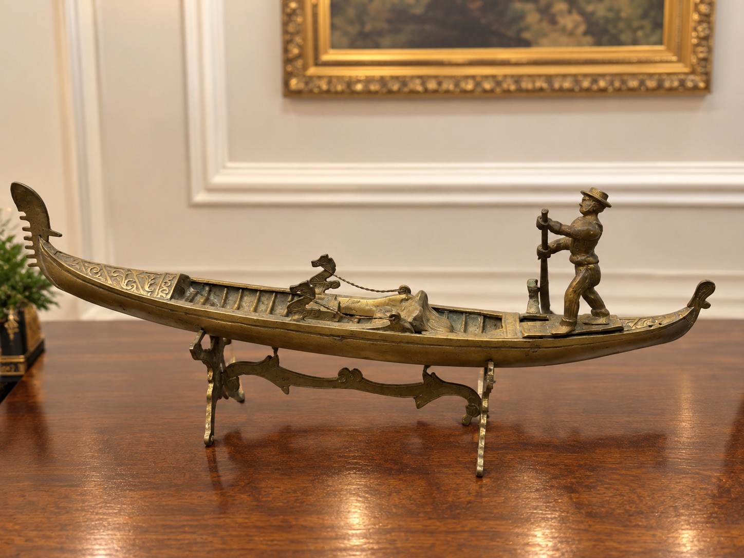 Vintage Ricardo di Venezia Brass Venetian Gondola Boat Sculpture Gondolier Italy Vintage Ricardo di Venezia Brass Venetian Gondola Boat Sculpture Gondolier Italy