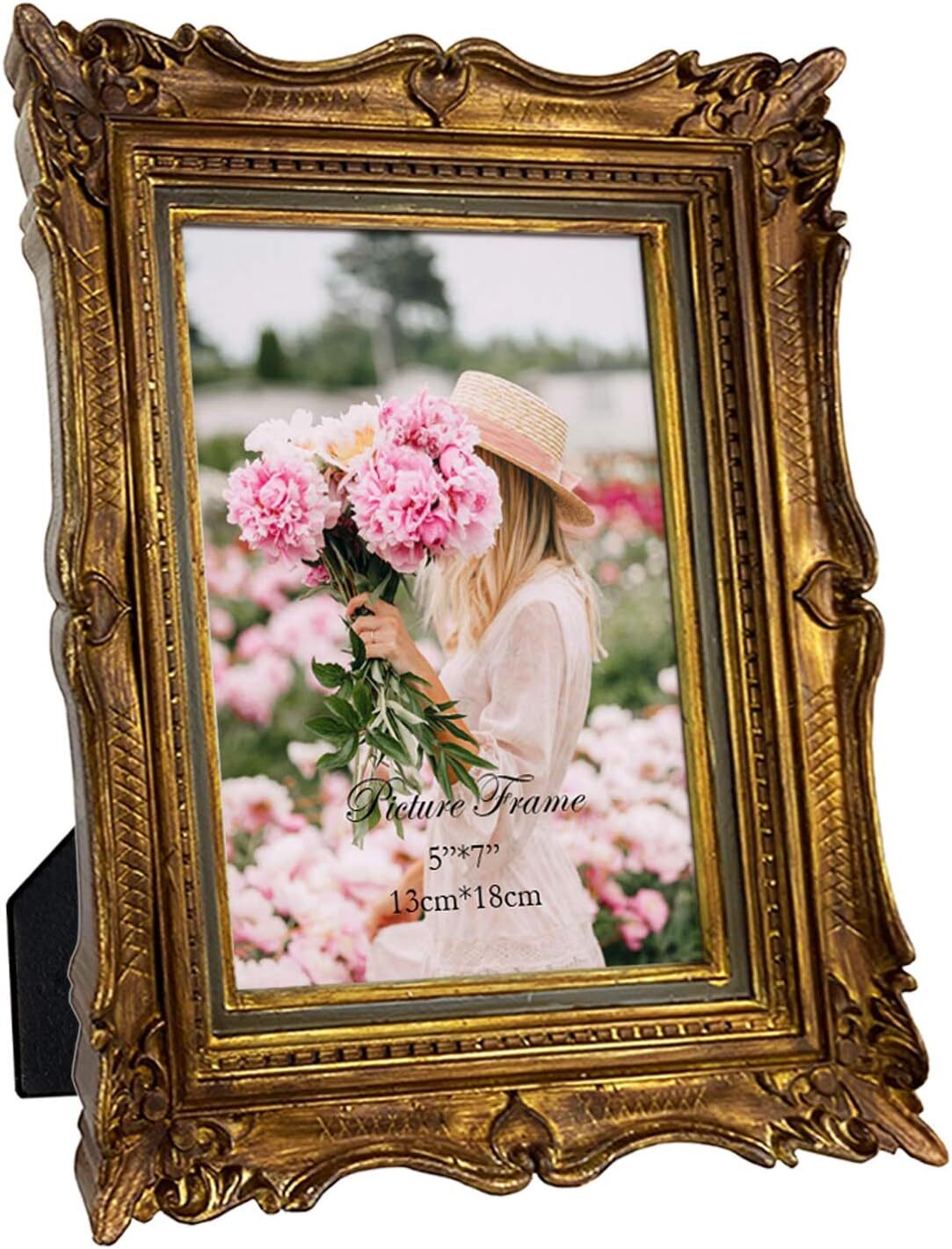 5x7 Vintage Bronze Picture Frame,5 by 7 Ornate Antique Picture Frame for Wedding