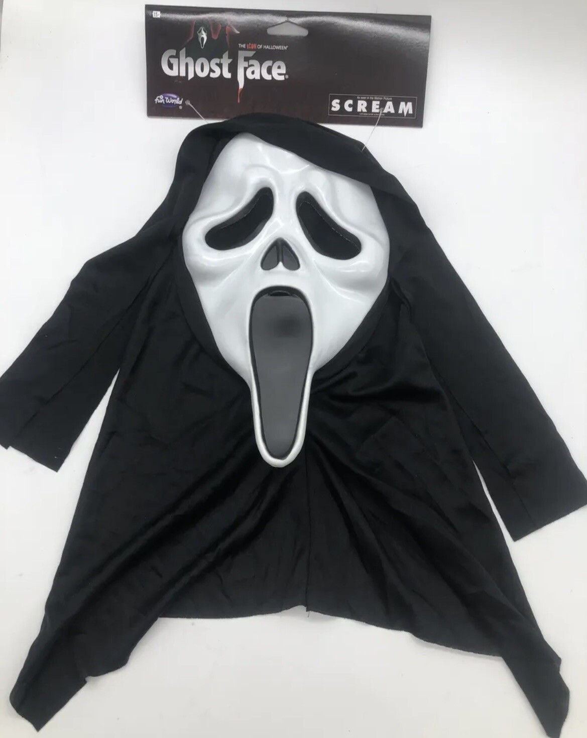 *NEW* Fun World Ghost Face Scream Adult Costume Hooded Halloween Mask Unlimited