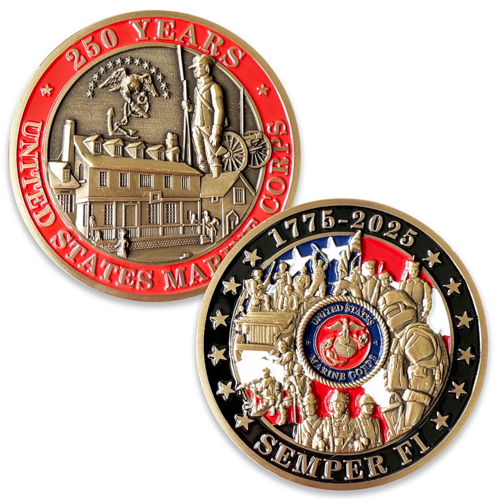 U.S. Marine Corps 250th Anniversary Challenge Coin With Box U.S. Marine Corps 250th Anniversary Challenge Coin With Box