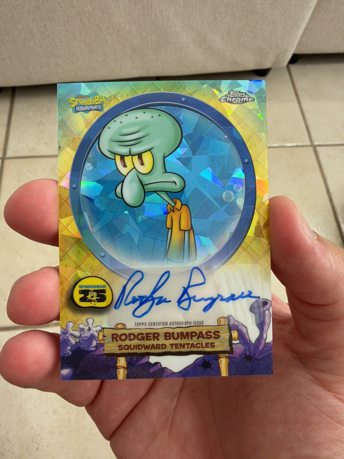 2025 Topps Chrome SpongeBob Sapphire Rodger Bumpass Squidward Auto #SA-ST 2025 Topps Chrome SpongeBob Sapphire Rodger Bumpass Squidward Auto #SA-ST