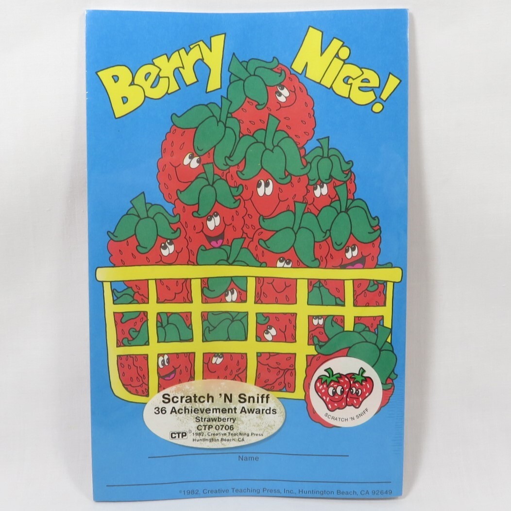 Vintage 1980s Scratch and Sniff Awards Stickers Strawberry Sealed Pack CTP 0706 Vintage 1980s Scratch and Sniff Awards Stickers Strawberry Sealed Pack CTP 0706