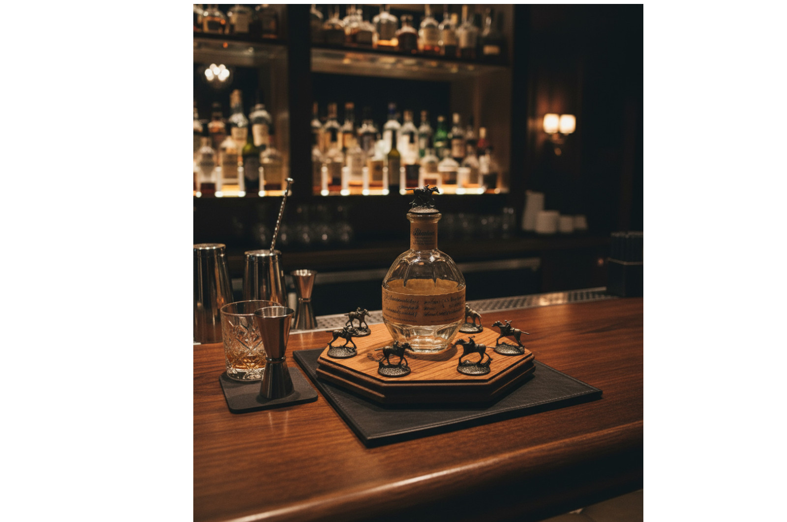 Illuminated Blanton's Bourbon Cork Stopper Display Octagon Oak , Blantons Illuminated Blanton's Bourbon Cork Stopper Display Octagon Oak , Blantons