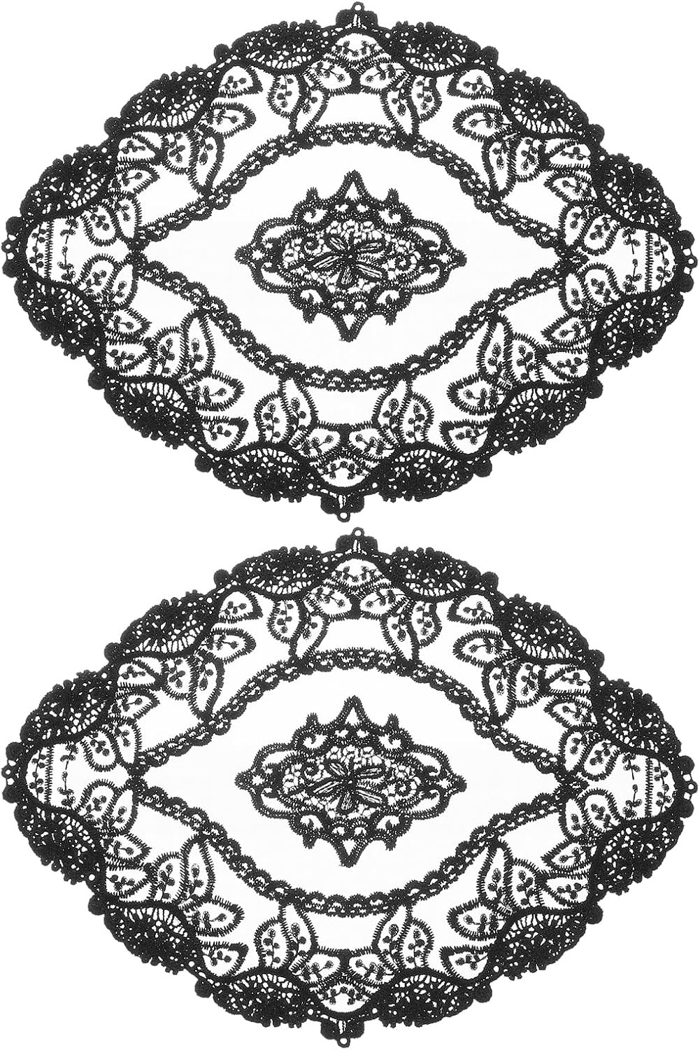 2Pcs Retro Lace Placemats, French Crochet Doilies Oval Embroidered 2Pcs Retro Lace Placemats, French Crochet Doilies Oval Embroidered
