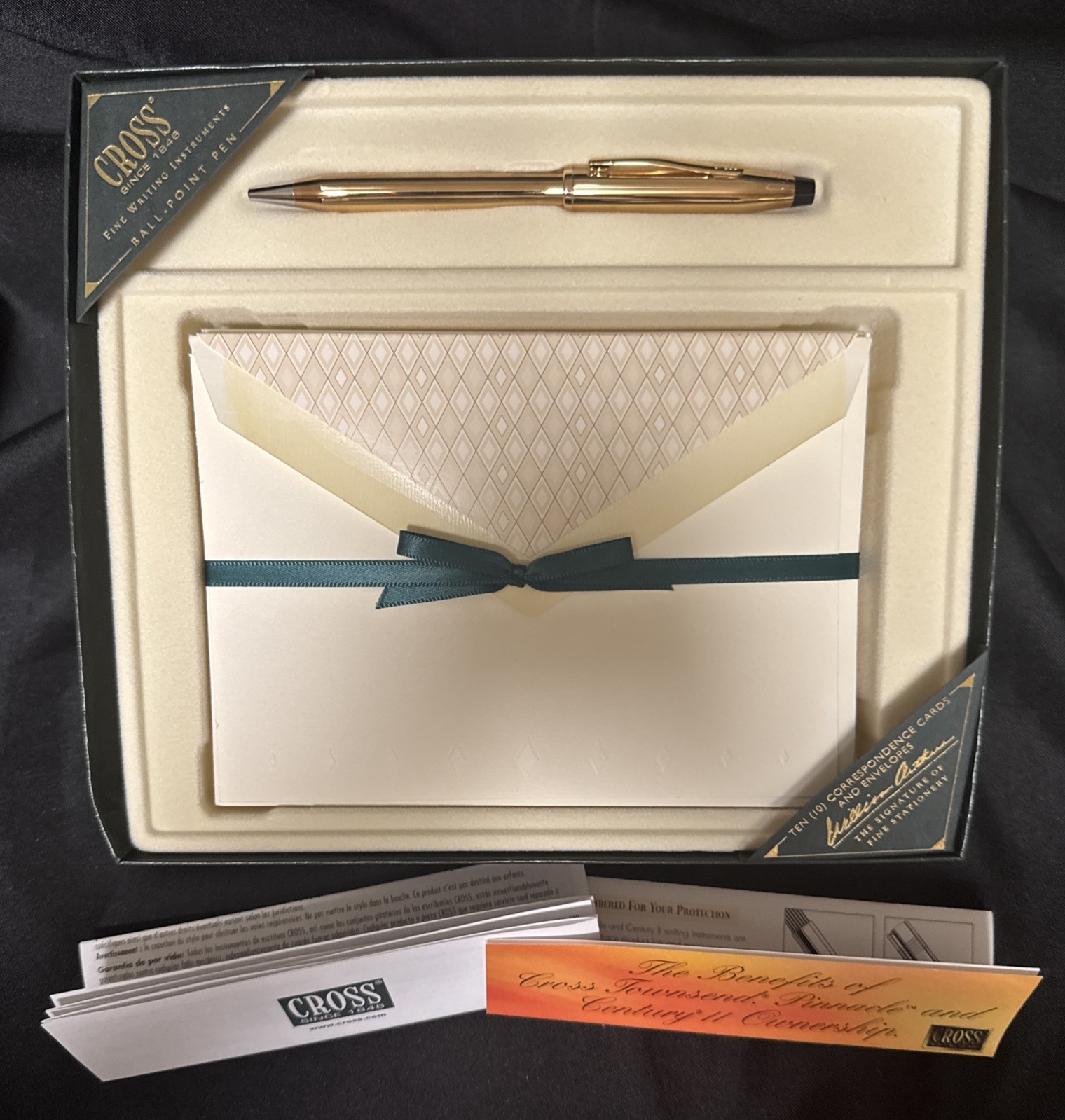 CROSS 23k Gold Plated Ballpoint Pen William Arthur Stationary Set 1990s NIB NOS CROSS 23k Gold Plated Ballpoint Pen William Arthur Stationary Set 1990s NIB NOS
