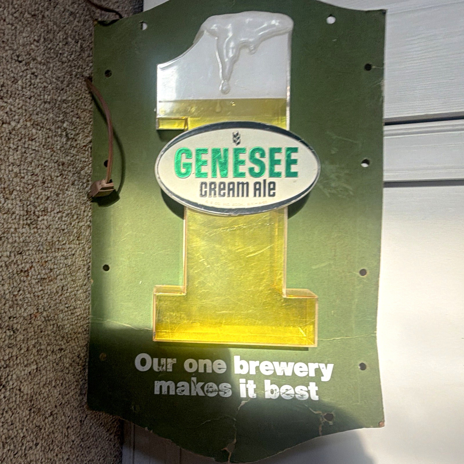 Genesee Cream Ale Breweriana Beer Sign Display "One brewer makes it best" Genesee Cream Ale Breweriana Beer Sign Display "One brewer makes it best"