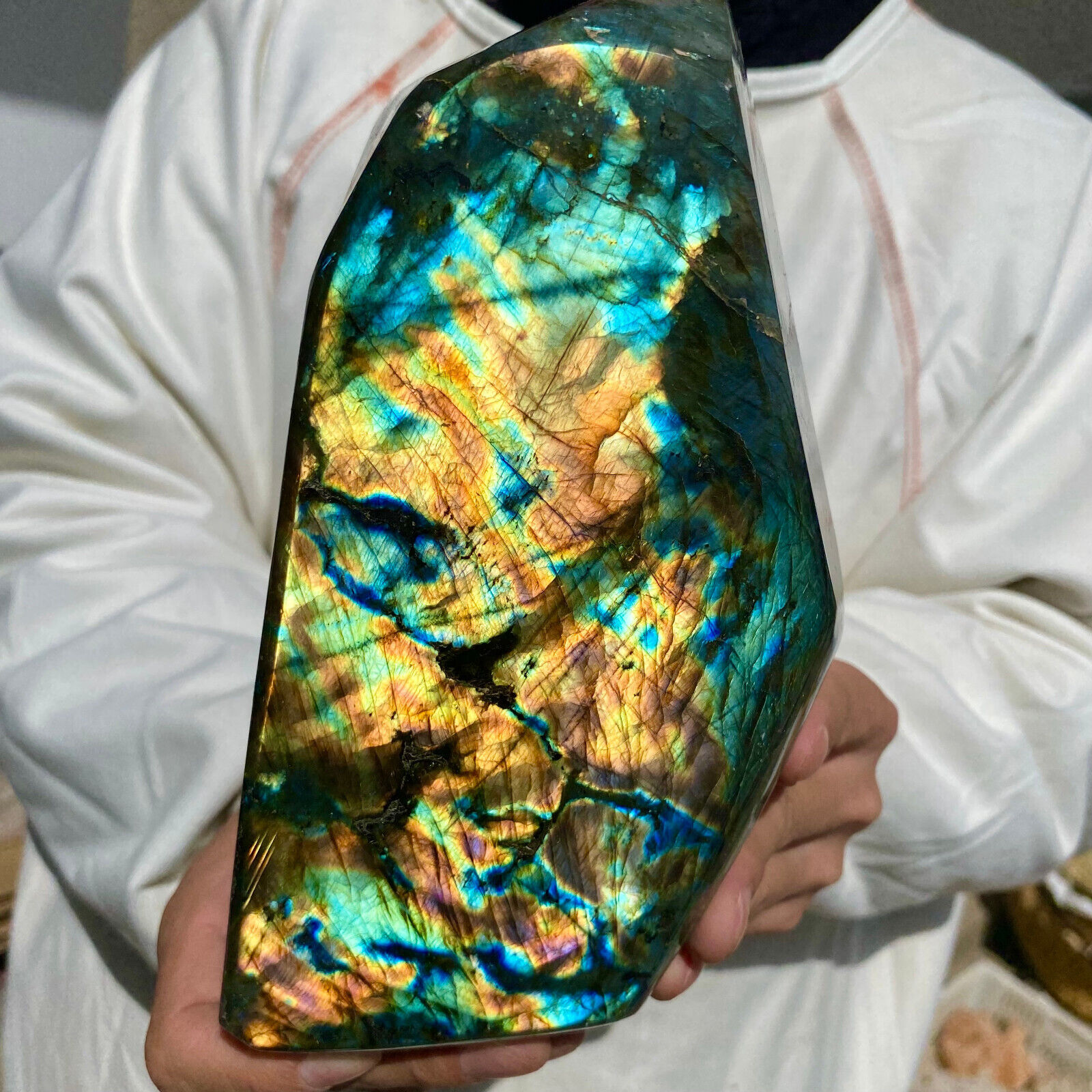6.2lb Large Natural Labradorite Quartz Crystal Display Mineral Specimen Healing