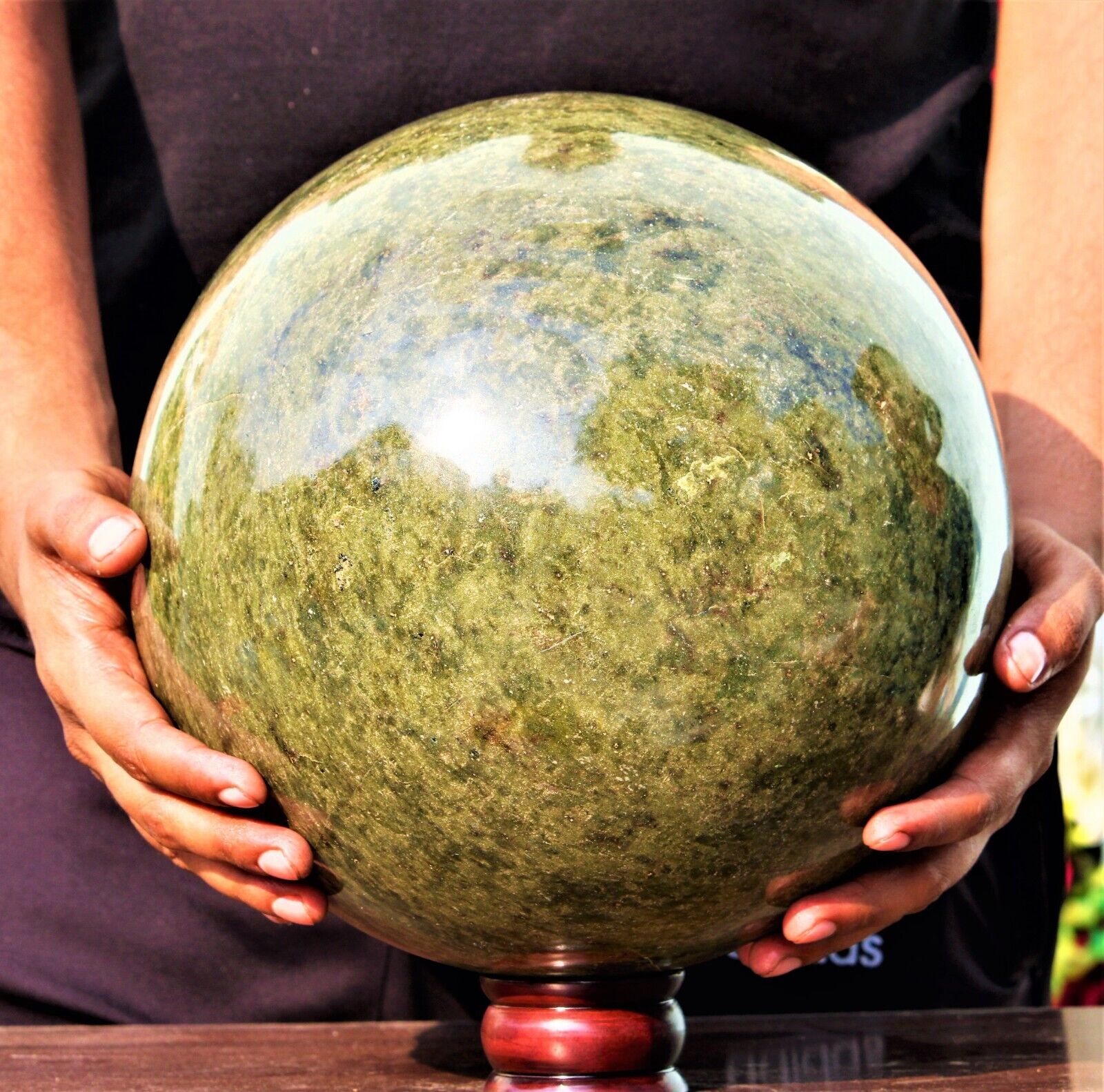 Huge 25cm Natural Polished Green Vesuvianite Crystal Chakra Stone Healing Sphere