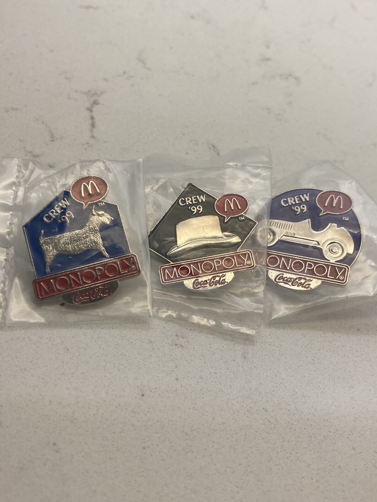 1999 McDonald’s Monopoly Crew Pins Complete Set Of 3 Sealed 1999 McDonald’s Monopoly Crew Pins Complete Set Of 3 Sealed