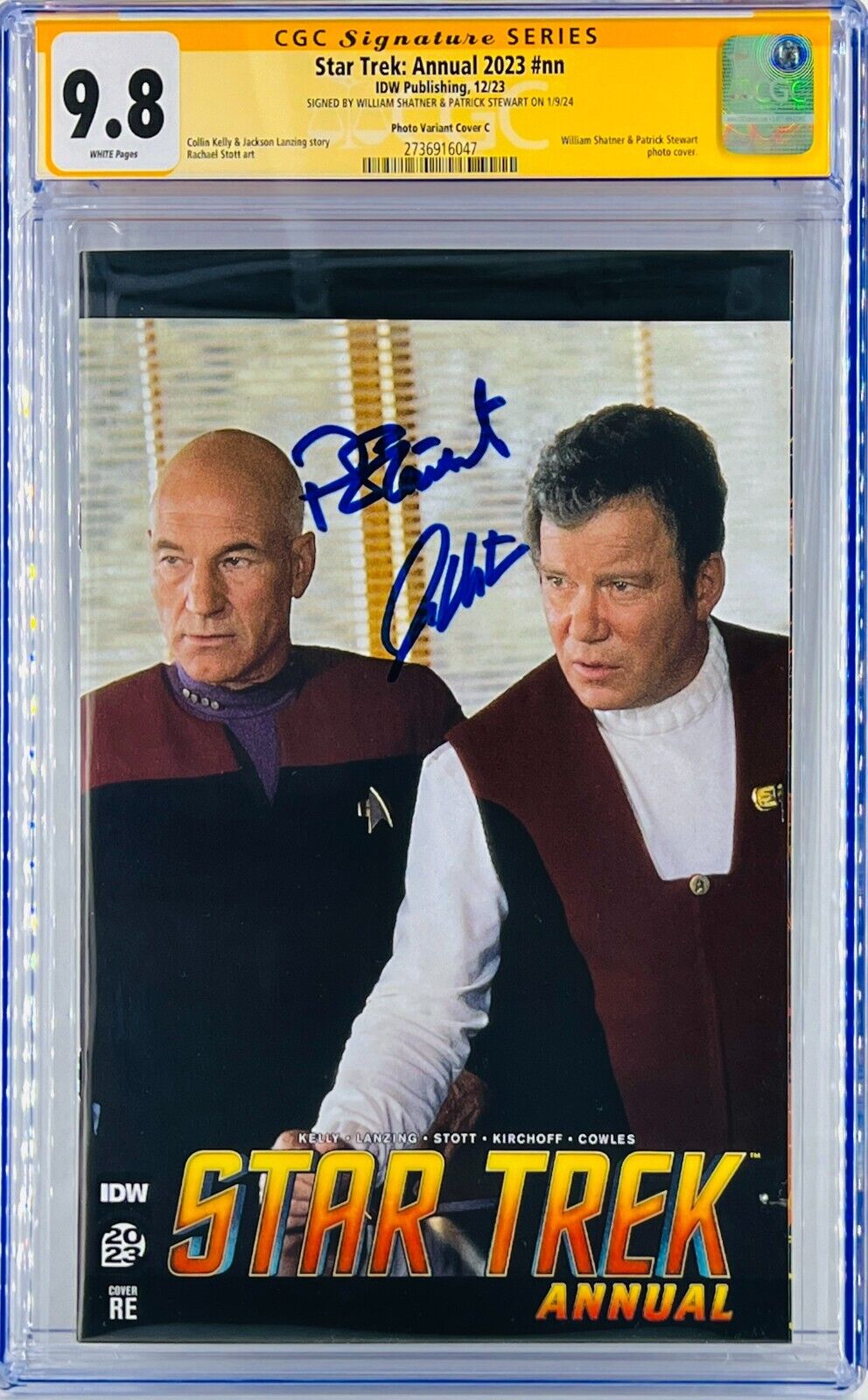 William Shatner Patrick Stewart Signed Photo Cover CGC SS Graded 9.8 Star Trek