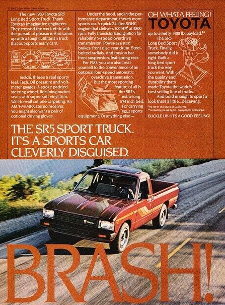1983 Toyota SR5 Sport Truck Original Advertisement Print Art Car Ad J341