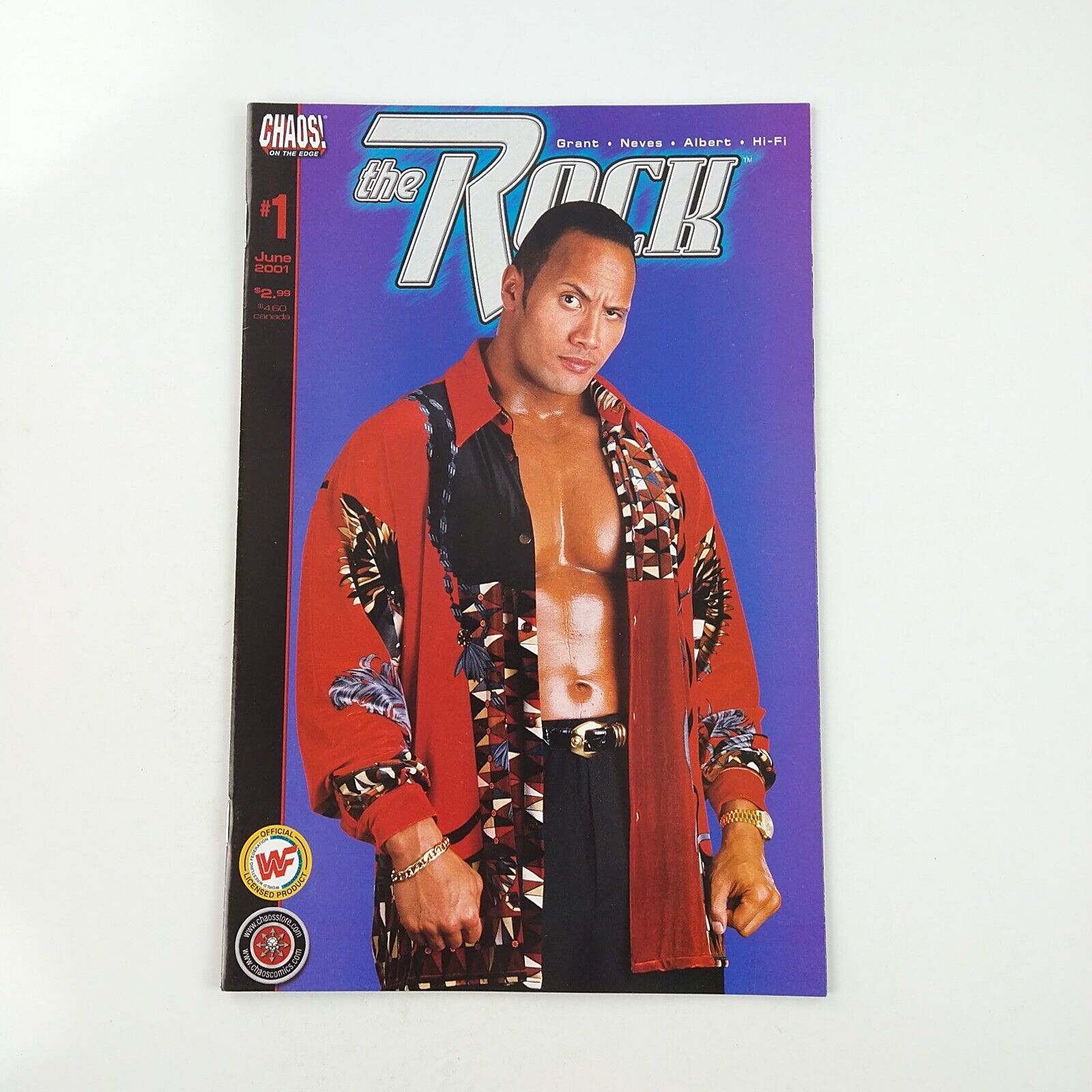 The Rock #1 NM Rare Newsstand Official WWF Dwayne Johnson (2001 Chaos Comics)