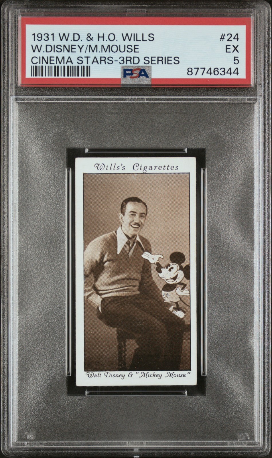 1931 Wills Walt Disney & Mickey Mouse Rookie Card W. Disney / M. Mouse RC PSA 5 1931 Wills Walt Disney & Mickey Mouse Rookie Card W. Disney / M. Mouse RC PSA 5