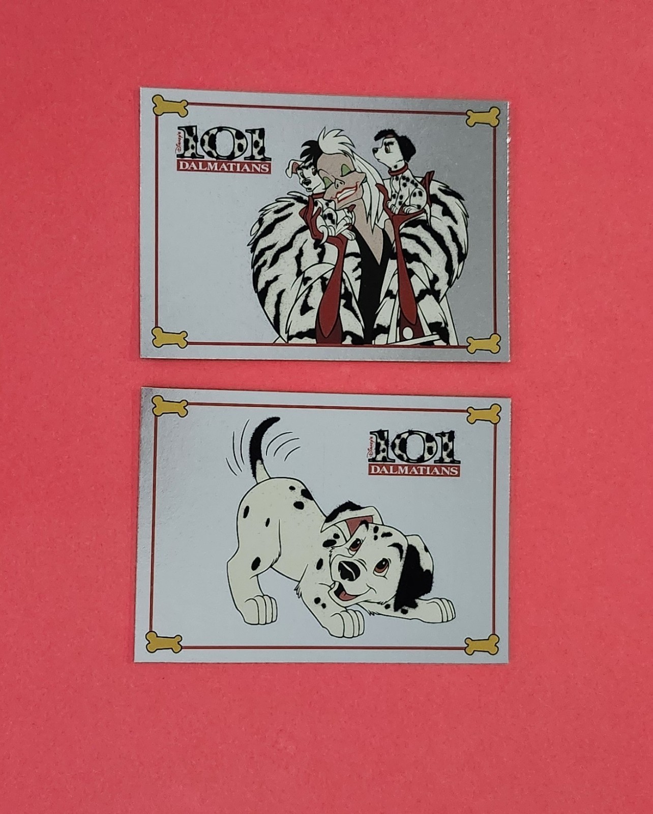 1996 DISNEY 101 DALMATIANS FOIL N FUR COMPLETE SET 1 OF 2 & 2 OF 2 INSERTS SKYBO