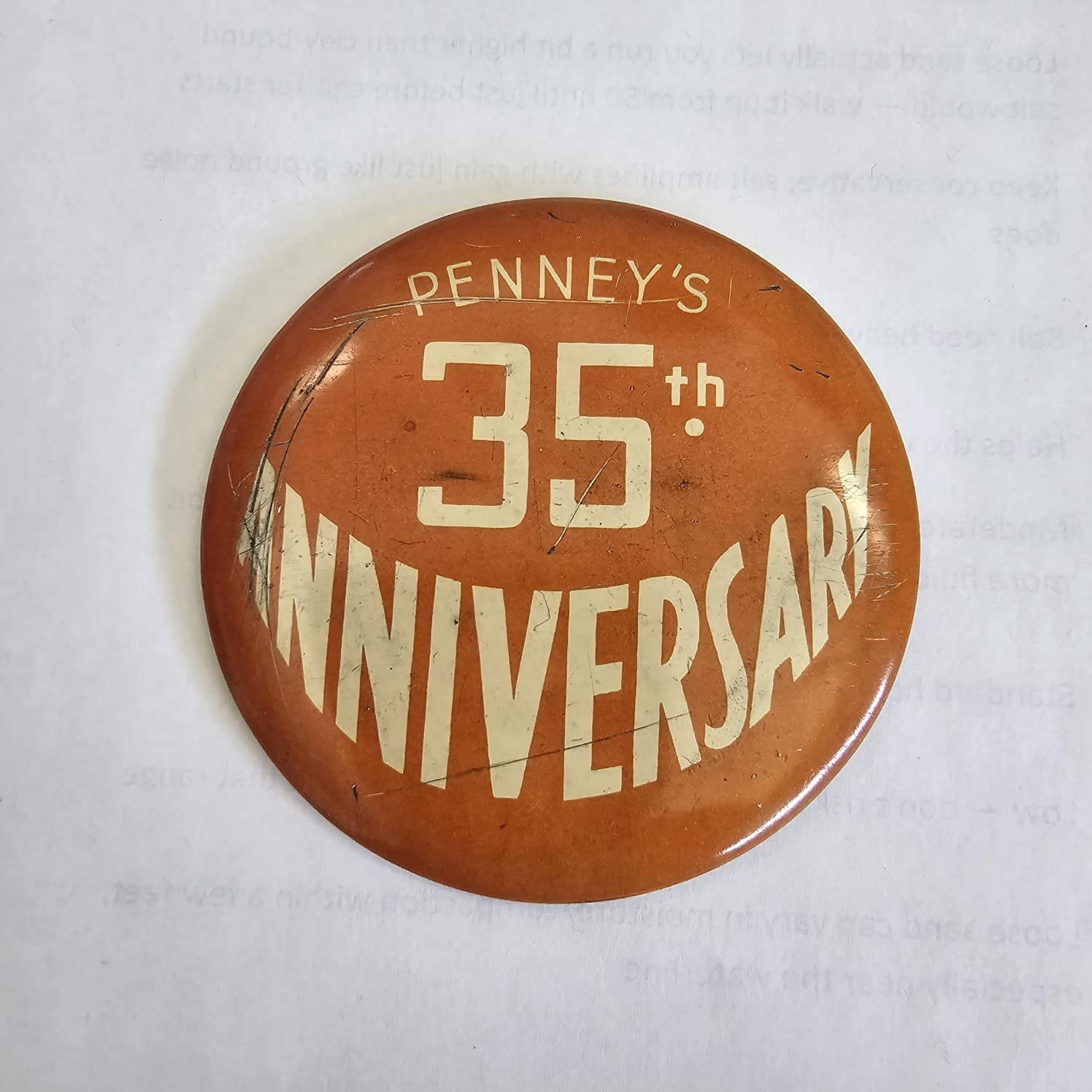 VINTAGE PinBack Button - JCPenney 35th Anniversary - 1937 - BIG Button 3.15" VINTAGE PinBack Button - JCPenney 35th Anniversary - 1937 - BIG Button 3.15"