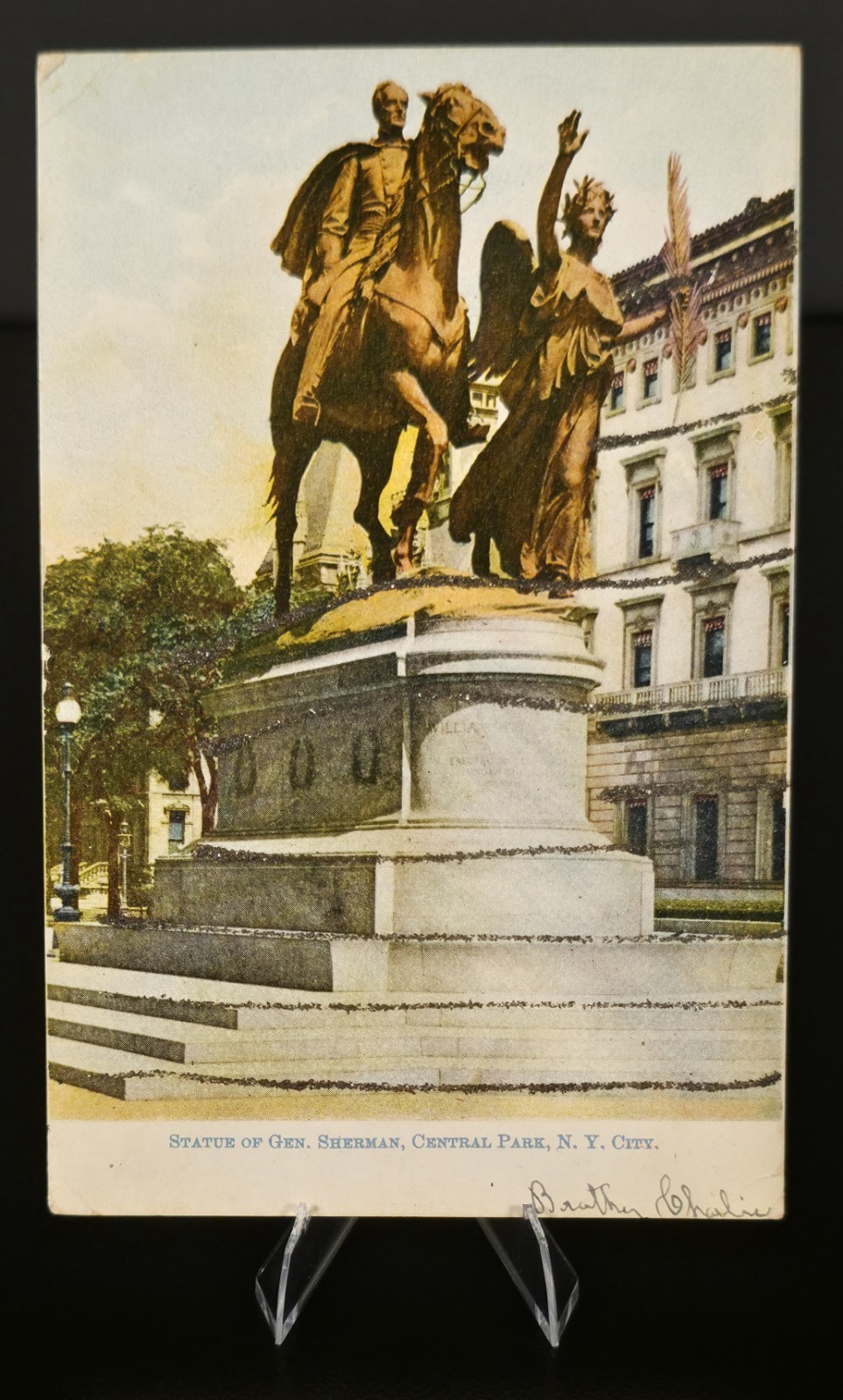 Antique NYC Embossed Mica Glitter Postcards Lot 2 Sherman Soldiers Monument Antique NYC Embossed Mica Glitter Postcards Lot 2 Sherman Soldiers Monument