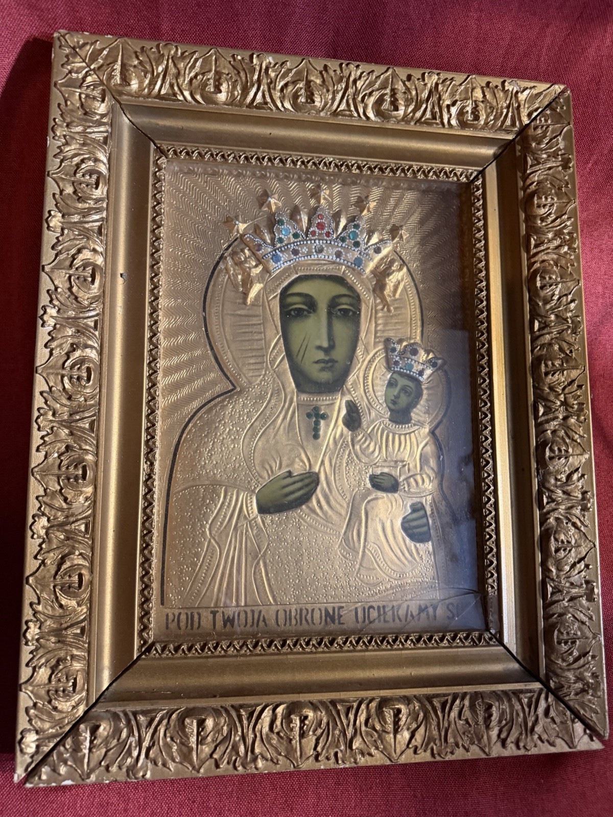 Antique Vintage?Russian Greek ? Icon Virgin Mary And Jesus Orthodox Church Art