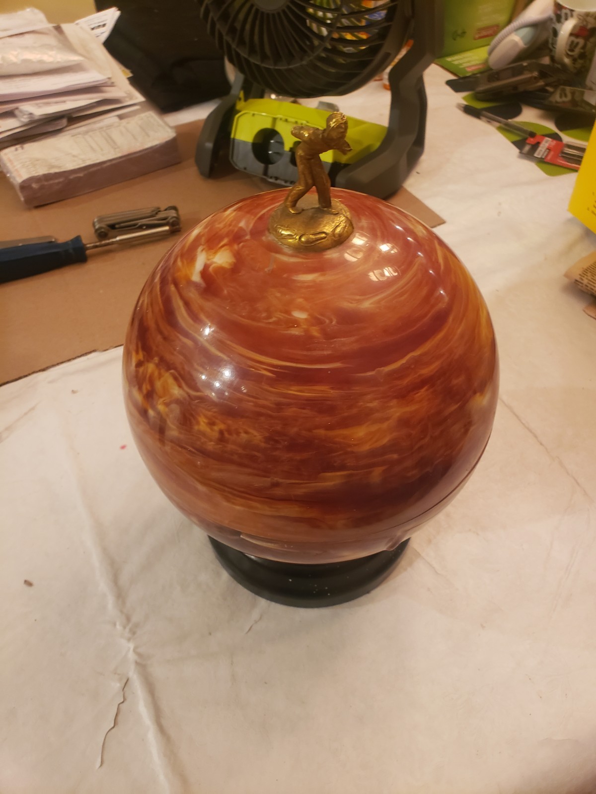 Vintage MCM Marbleized Plastic Bowling Ball Bar Set w/ Pump Dispenser & 6 Shots Vintage MCM Marbleized Plastic Bowling Ball Bar Set w/ Pump Dispenser & 6 Shots