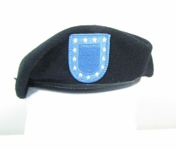 New Authentic Military DSCP Garrison US Army Black Beret 2 Flashes 6 5/8 PC1