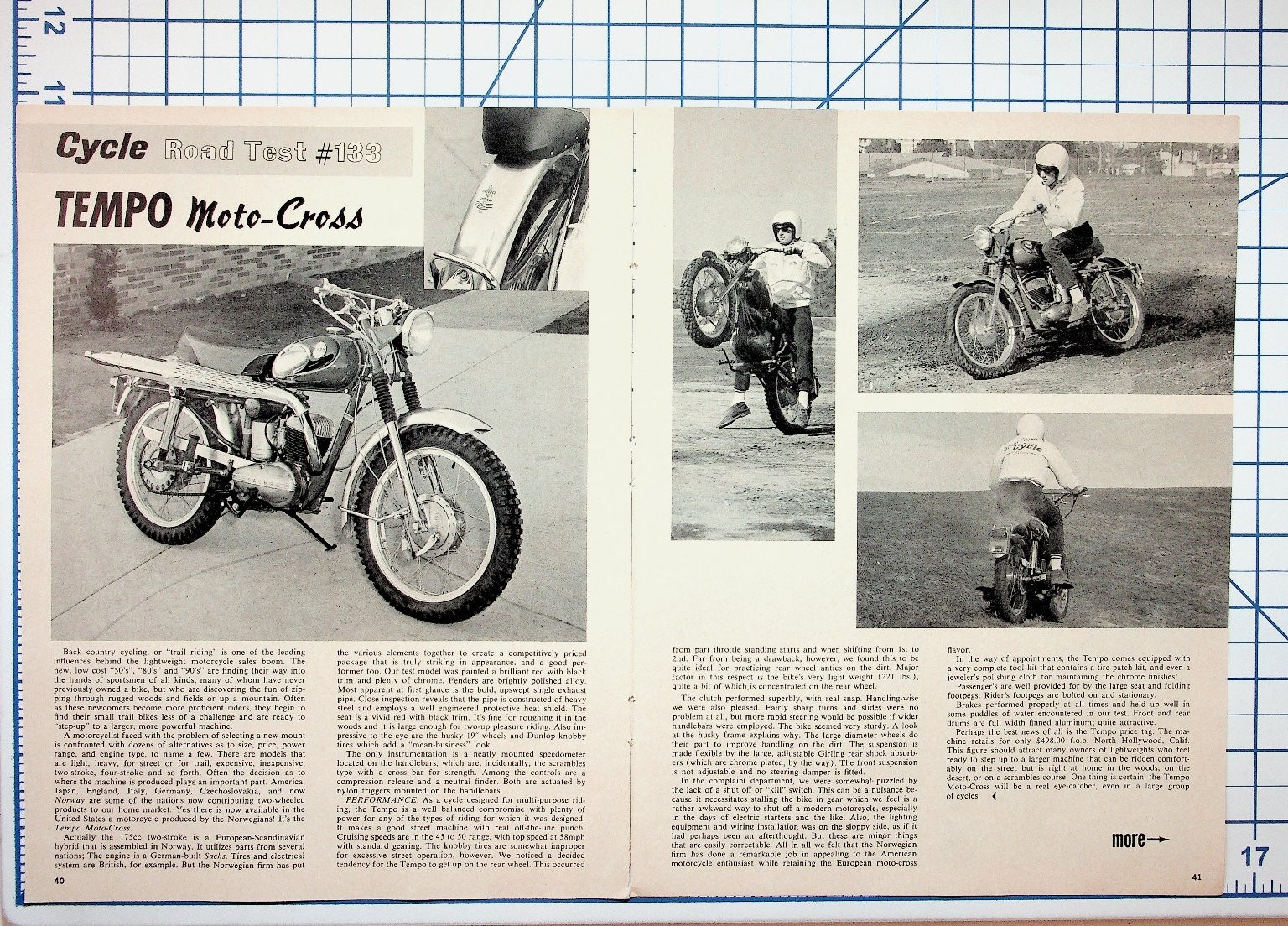 Vintage TEMPO Moto-Cross Motorcycle Cycle Road Test Article Ephemera Print Ad Vintage TEMPO Moto-Cross Motorcycle Cycle Road Test Article Ephemera Print Ad
