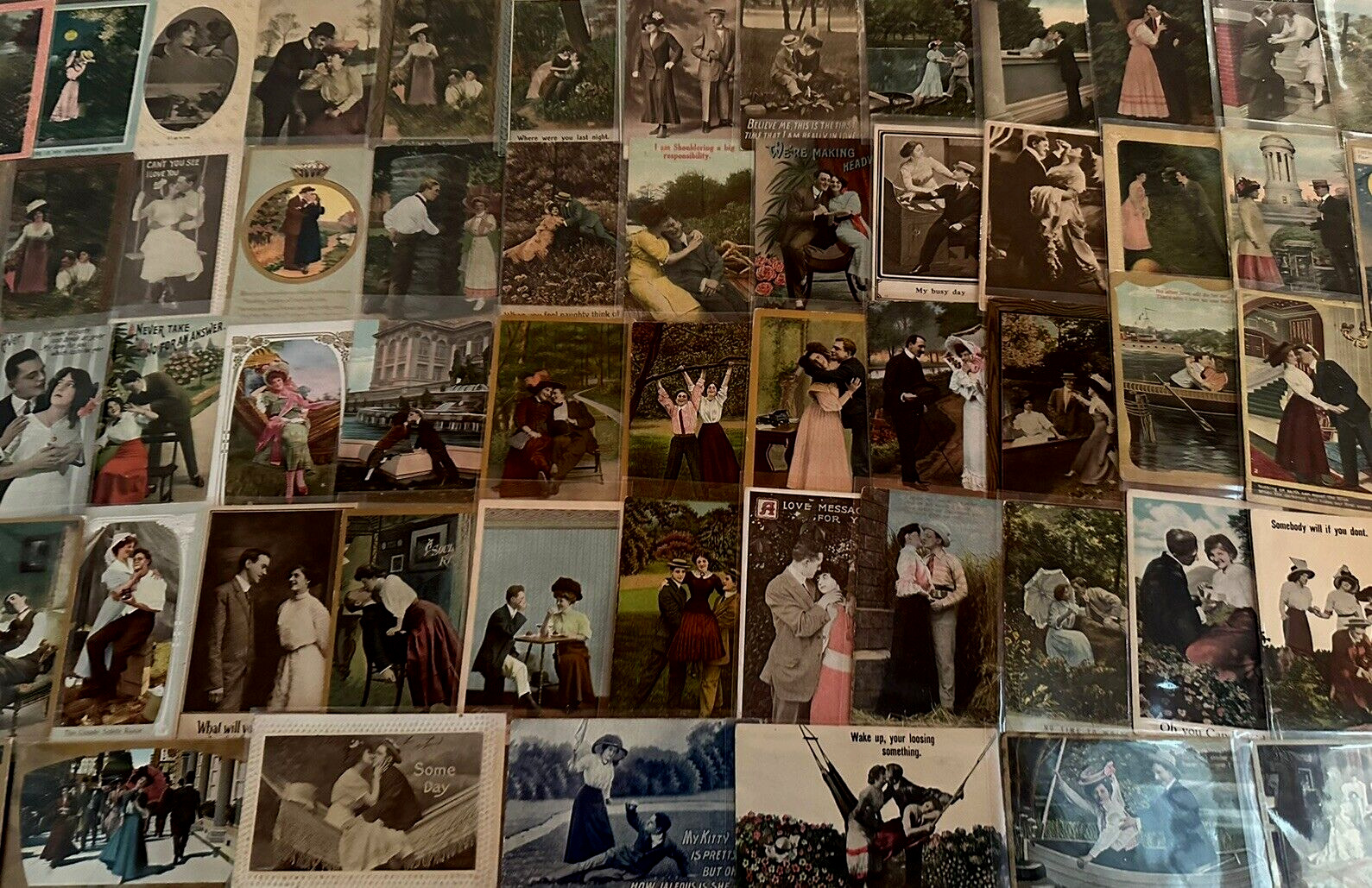 BIG LOT of 100 Romantic~SENTIMENTAL Lovers COURTSHIP~Romance 1900's ~POSTCARDS~