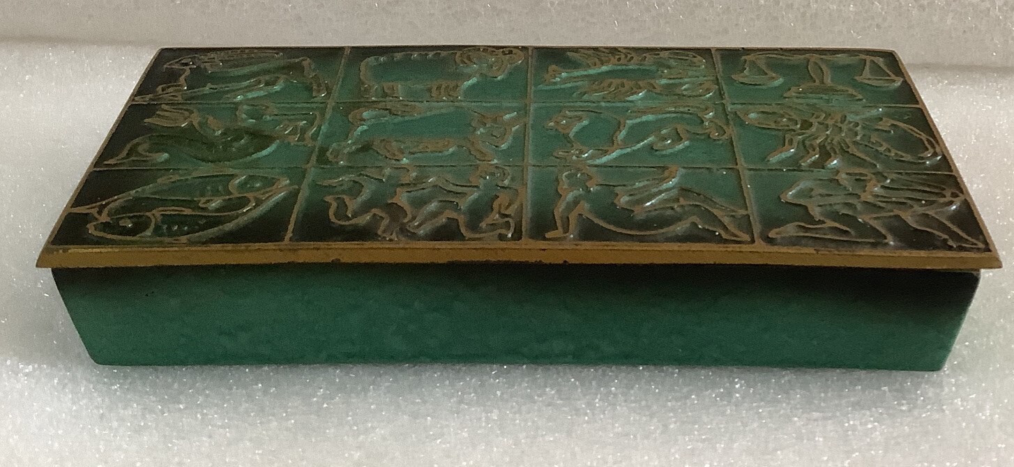 Vintage Brass Dayagi Green 12 Tribes Israel Jewelry Box 2a Vintage Brass Dayagi Green 12 Tribes Israel Jewelry Box 2a