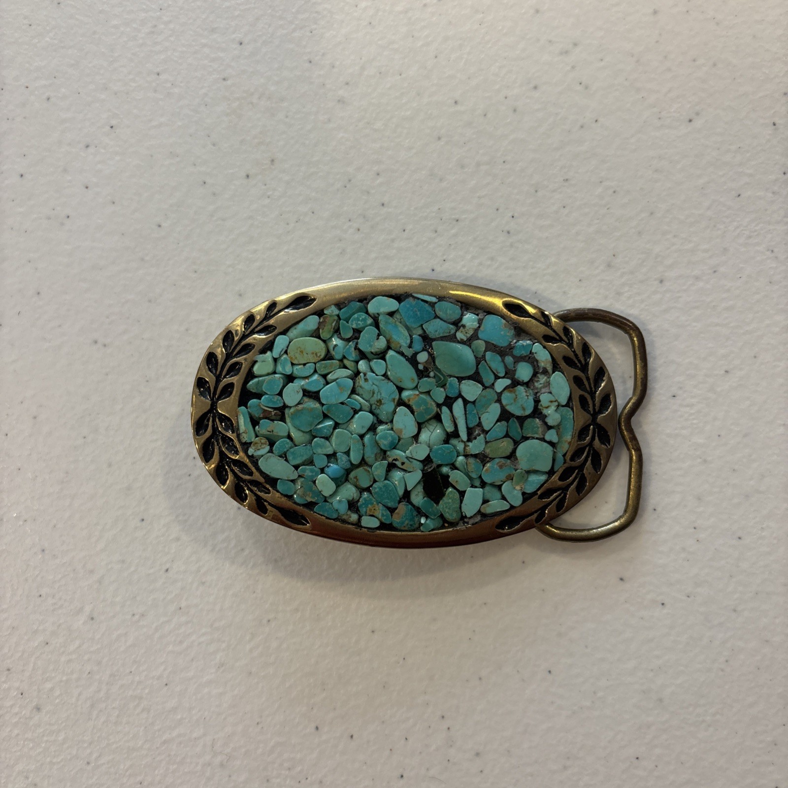 Solid Brass Turquoise Belt Buckle Solid Brass Turquoise Belt Buckle
