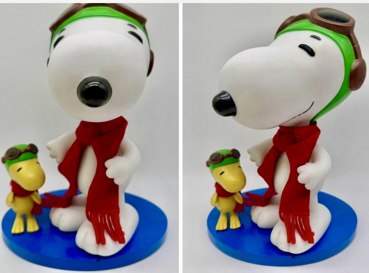 Vtg. Danbury Mint Snoopy Woodstock Flying Ace Porcelain Figure Posable Arms Head