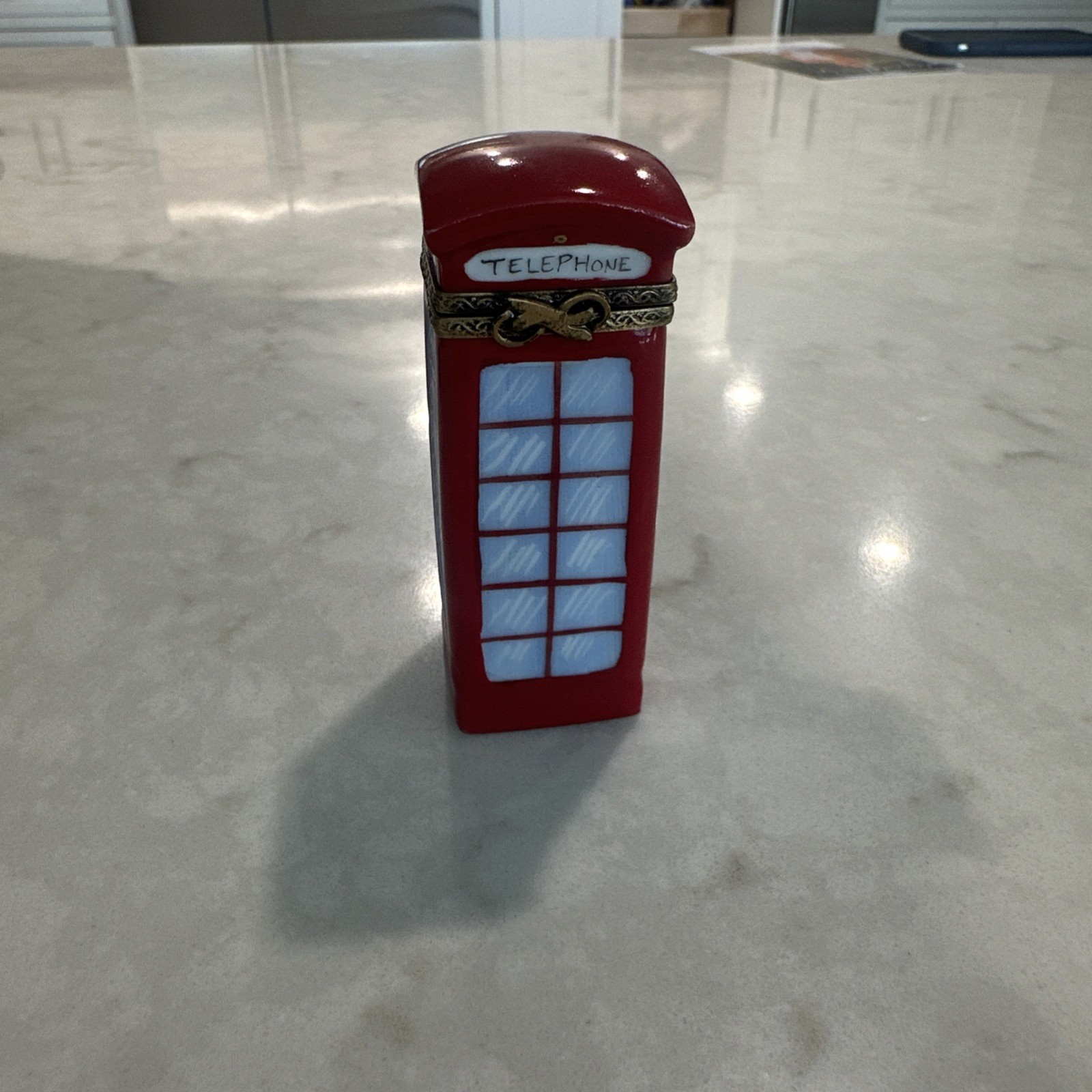 LIMOGE Peint Main France Trinket Box Telephone Booth LIMOGE Peint Main France Trinket Box Telephone Booth