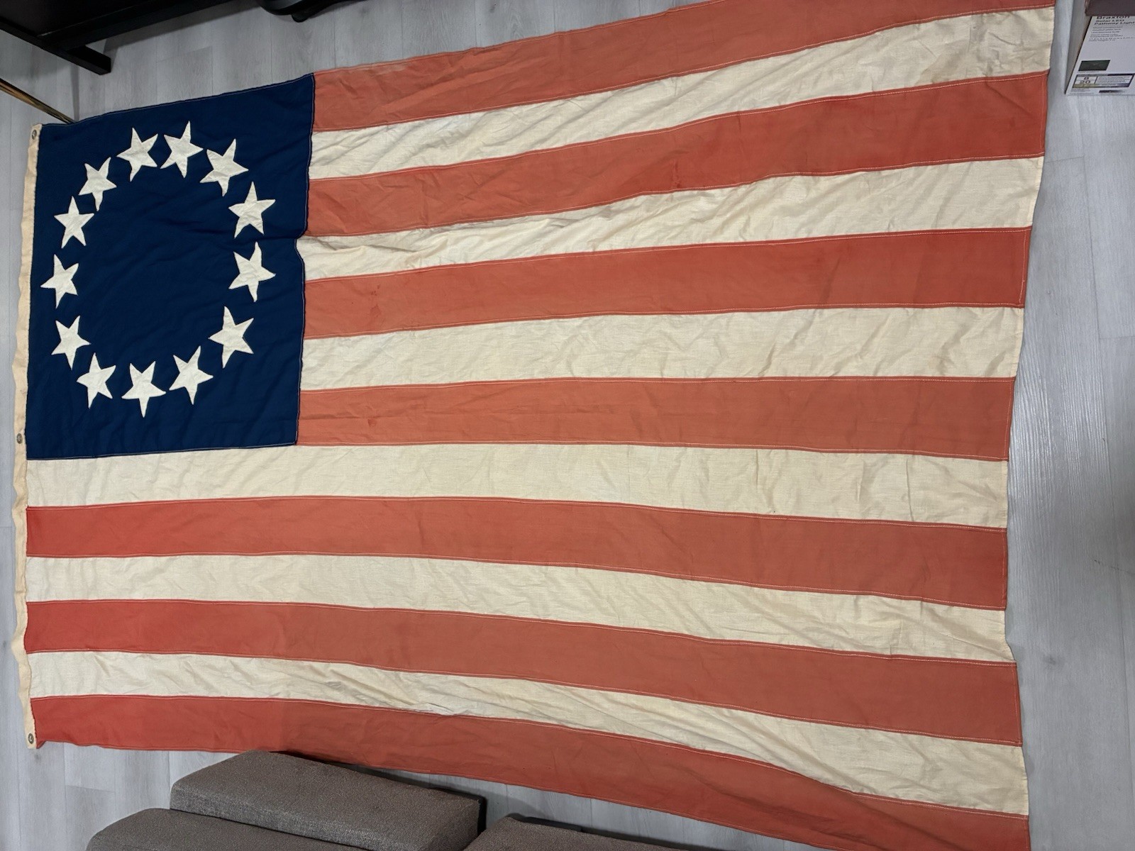 Antique 13 Star American Flag Sewn Stars Stripes Large 5x8 Ft Betsy Ross Style Antique 13 Star American Flag Sewn Stars Stripes Large 5x8 Ft Betsy Ross Style