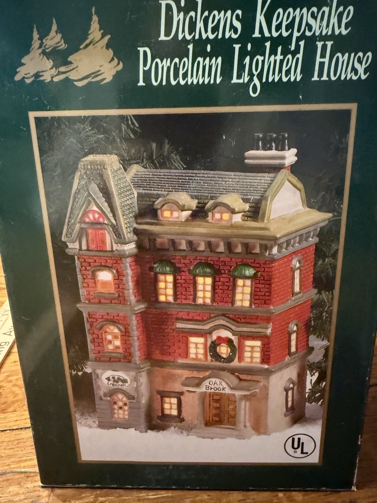 Dickens Keepsake Oak Brook Library Porcelain Lighted Christmas Village House Box Dickens Keepsake Oak Brook Library Porcelain Lighted Christmas Village House Box