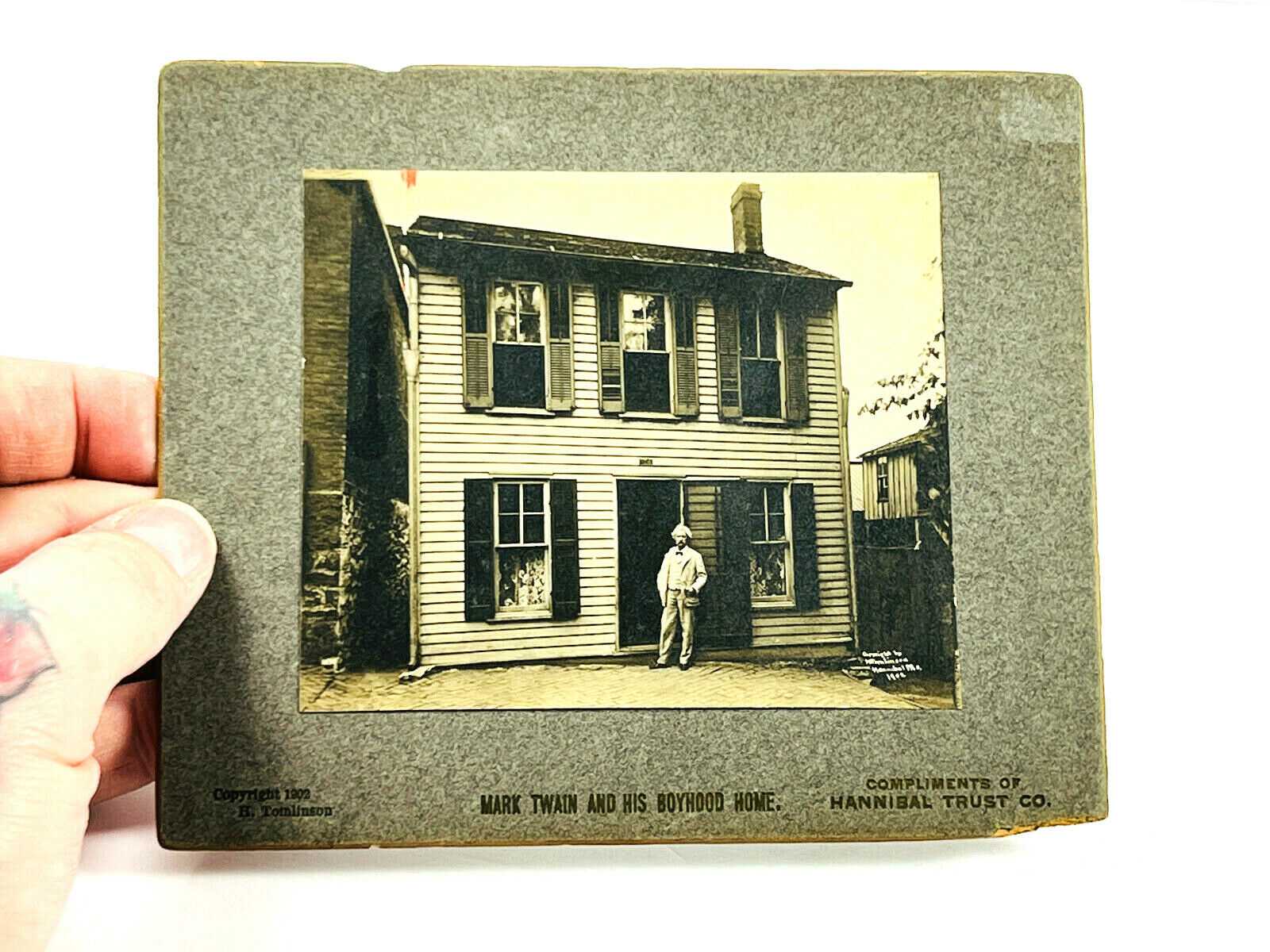 RARE 1902 Original Mark Twain & His Boyhood Home Cabinet Photo Hannibal MO