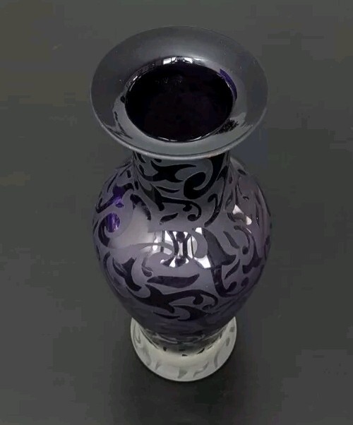 Michael Weems Elise Frosted Amethyst Vase Signed & Dated Vintage 2005 Michael Weems Elise Frosted Amethyst Vase Signed & Dated Vintage 2005