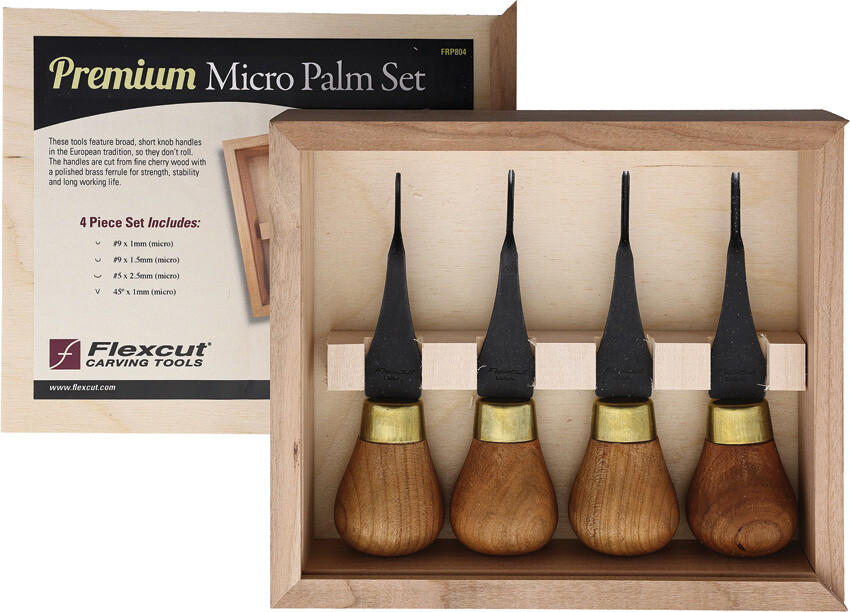 Flexcut Premium Cherry Wood 4pc Carving Knives Micro-Palm Tool Set FRP804 Flexcut Premium Cherry Wood 4pc Carving Knives Micro-Palm Tool Set FRP804