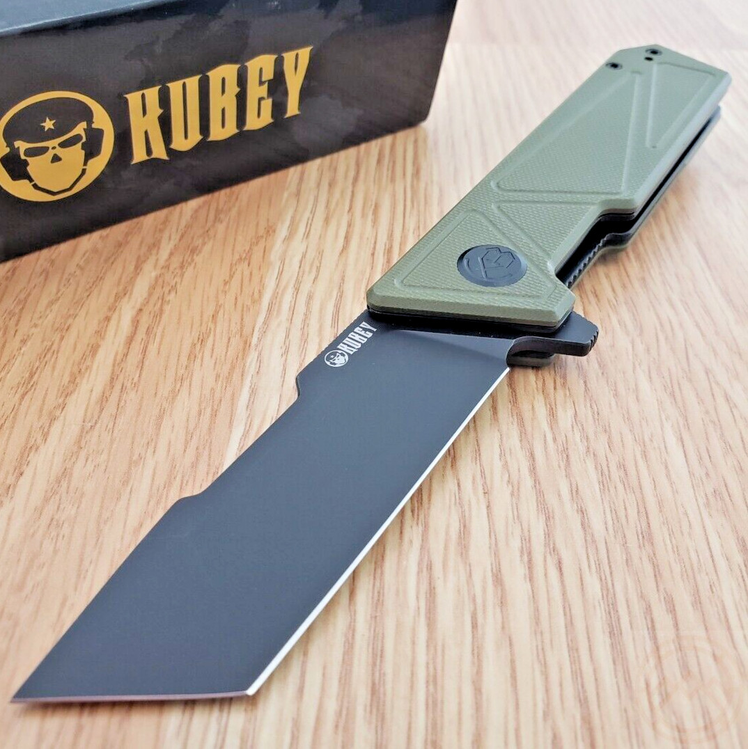 Kubey Avenger Linerlock Folding Knife 3.07" D2 Tool Steel Blade Green G10 Handle