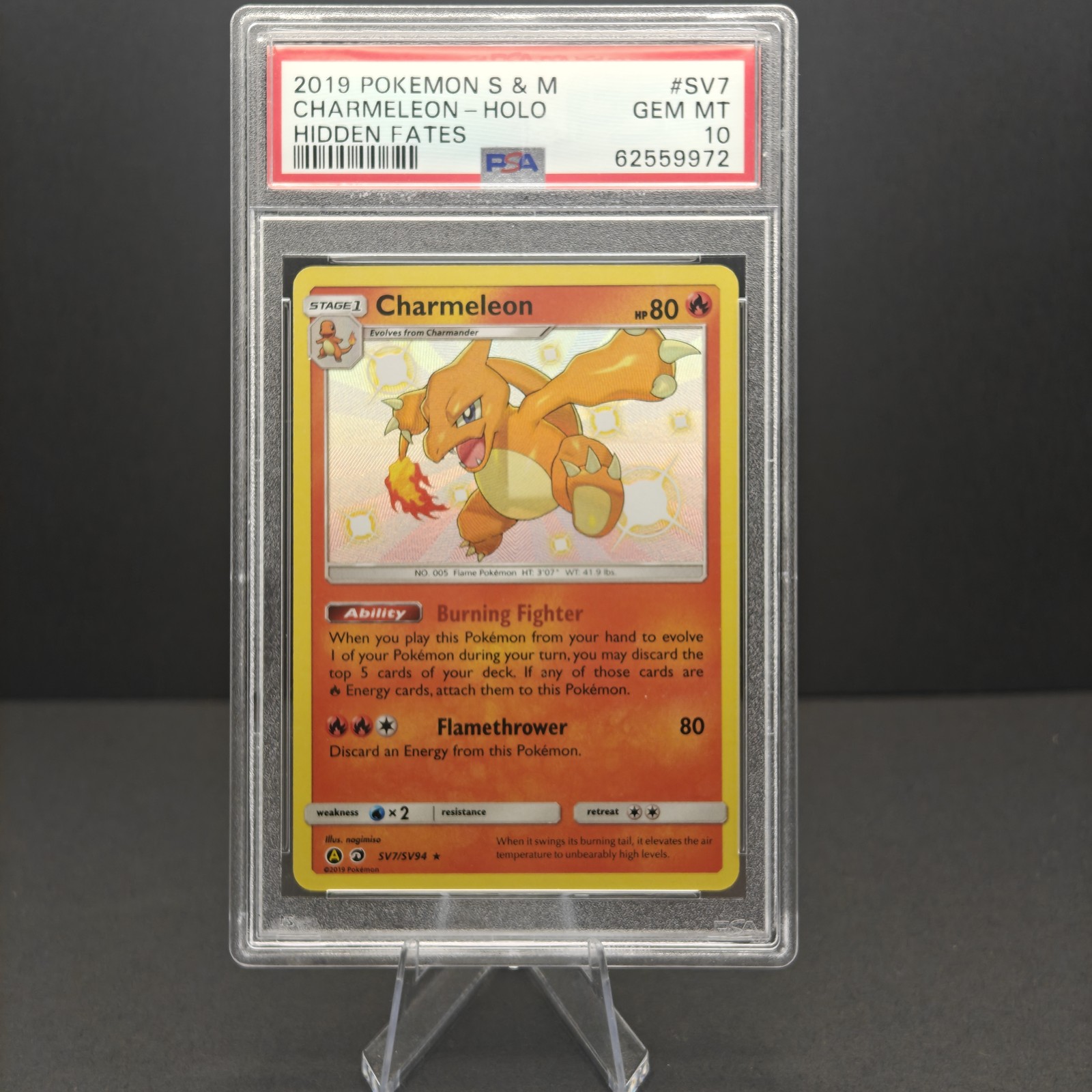 2019 Pokemon Sun & Moon Hidden Fates #SV7 Charmeleon-Holo Hidden Fates PSA 10 2019 Pokemon Sun & Moon Hidden Fates #SV7 Charmeleon-Holo Hidden Fates PSA 10