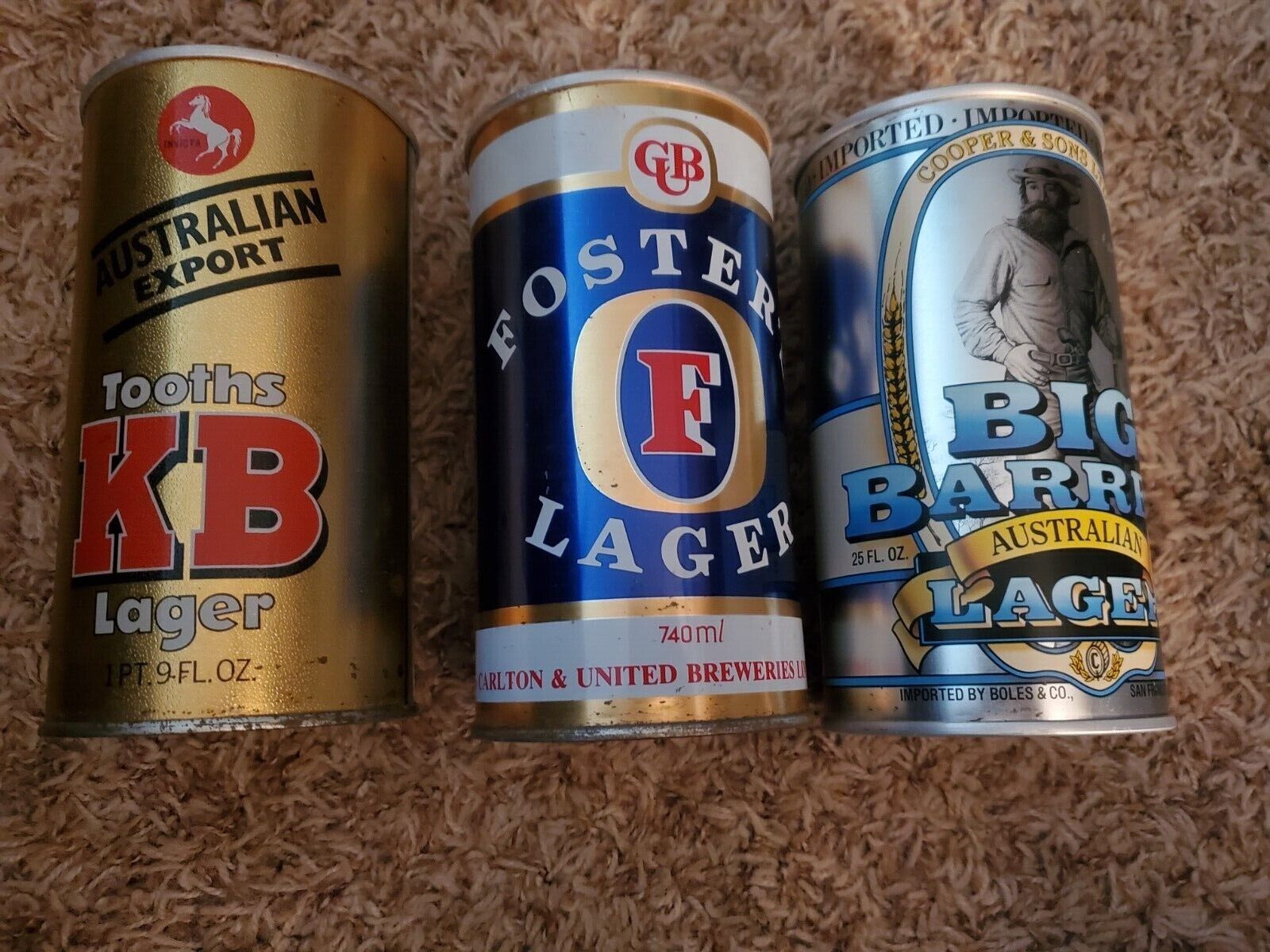 Three Vintage Australia 740 ml Beer Cans (empty) - 3 Different Styles 