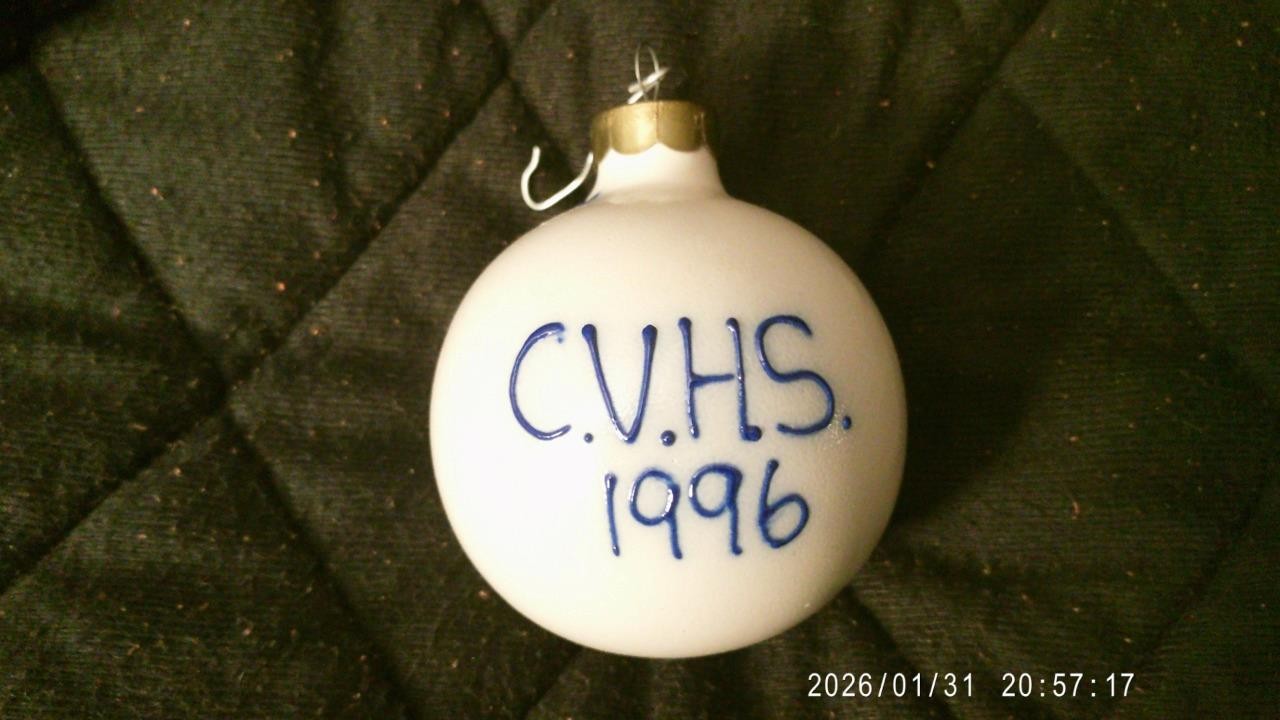 RARE 1996 SALMON FALLS STONEWARE HAND PAINTED CVHS CHRISTMAS ORNAMENT