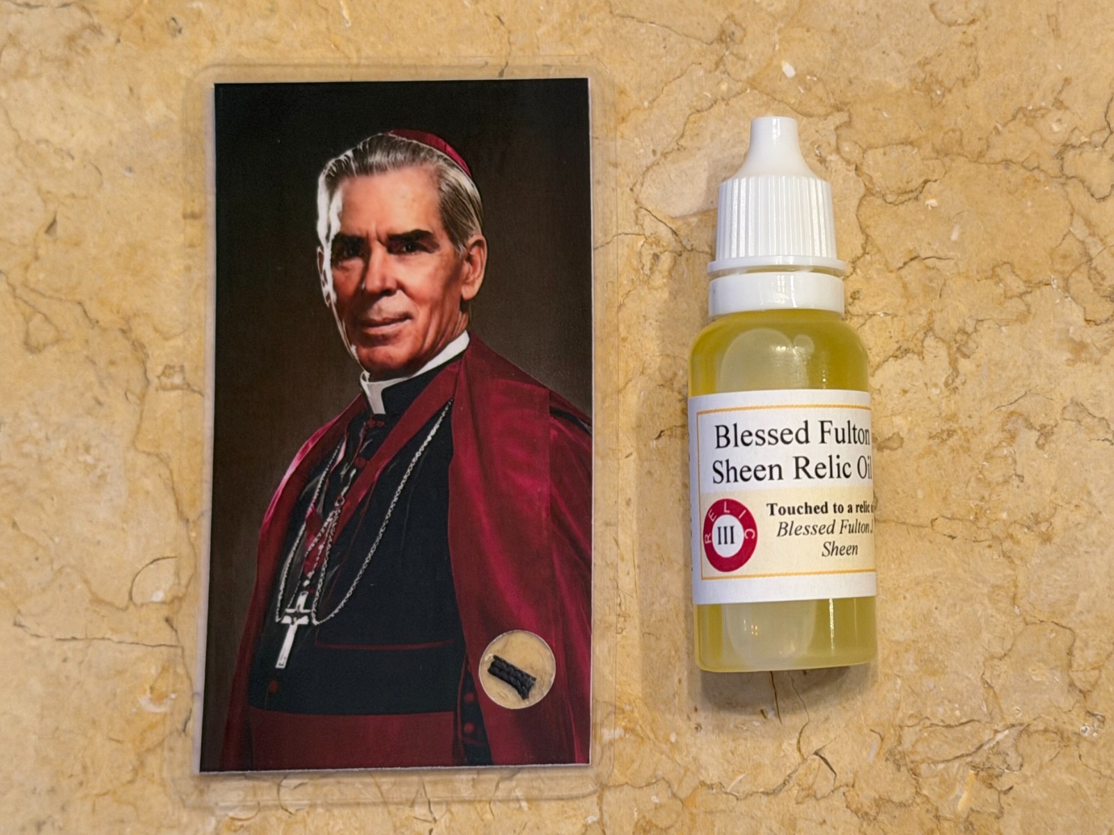 Blessed Fulton Sheen Holy Relic Oil Pack
