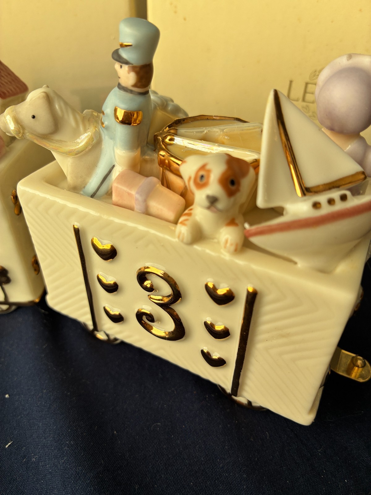 HAPPY BIRTHDAY TERRIFIC THREE TRAIN BY LENOX FINE CHINA WITH 24k TRIM