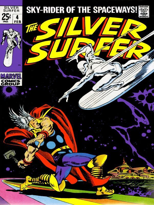 Silver Surfer #4 NEW METAL SIGN: Silver Surfer v. Thor - on the Bifrost Bridge