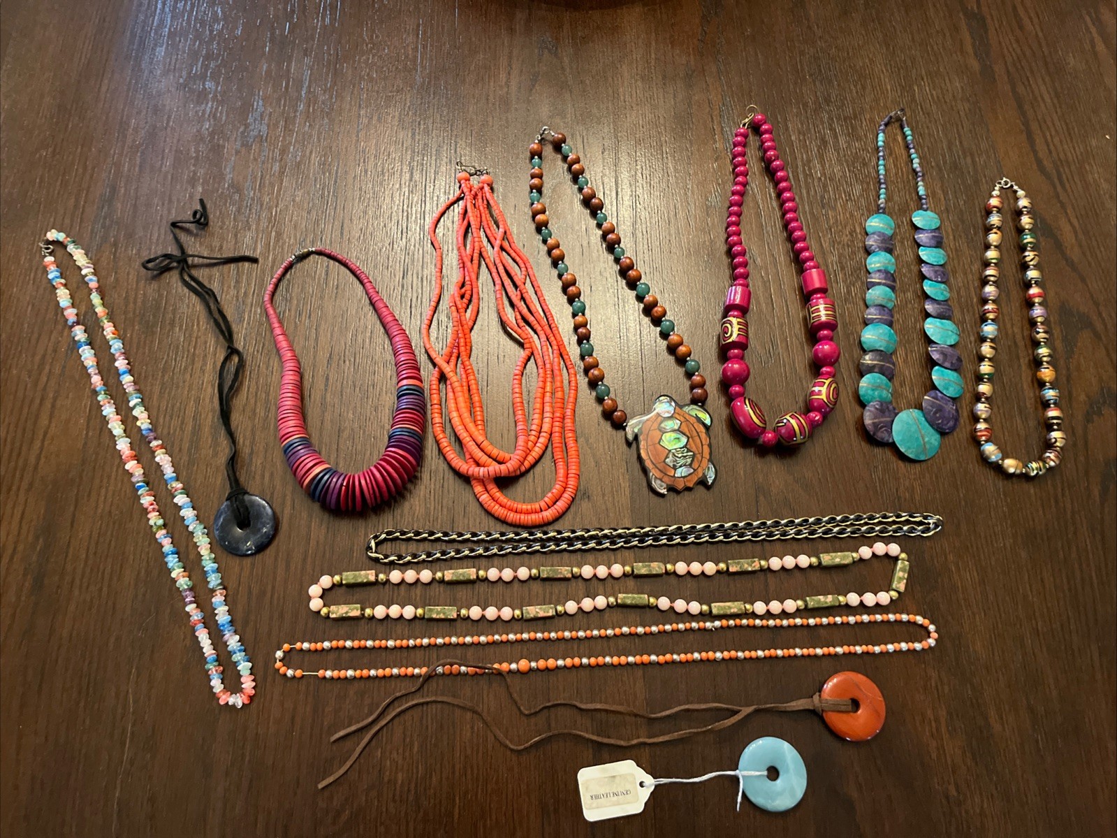 Vintage Bohemian Statement Necklace Lot beaded-wood Beautiful 16 Vintage Bohemian Statement Necklace Lot beaded-wood Beautiful 16