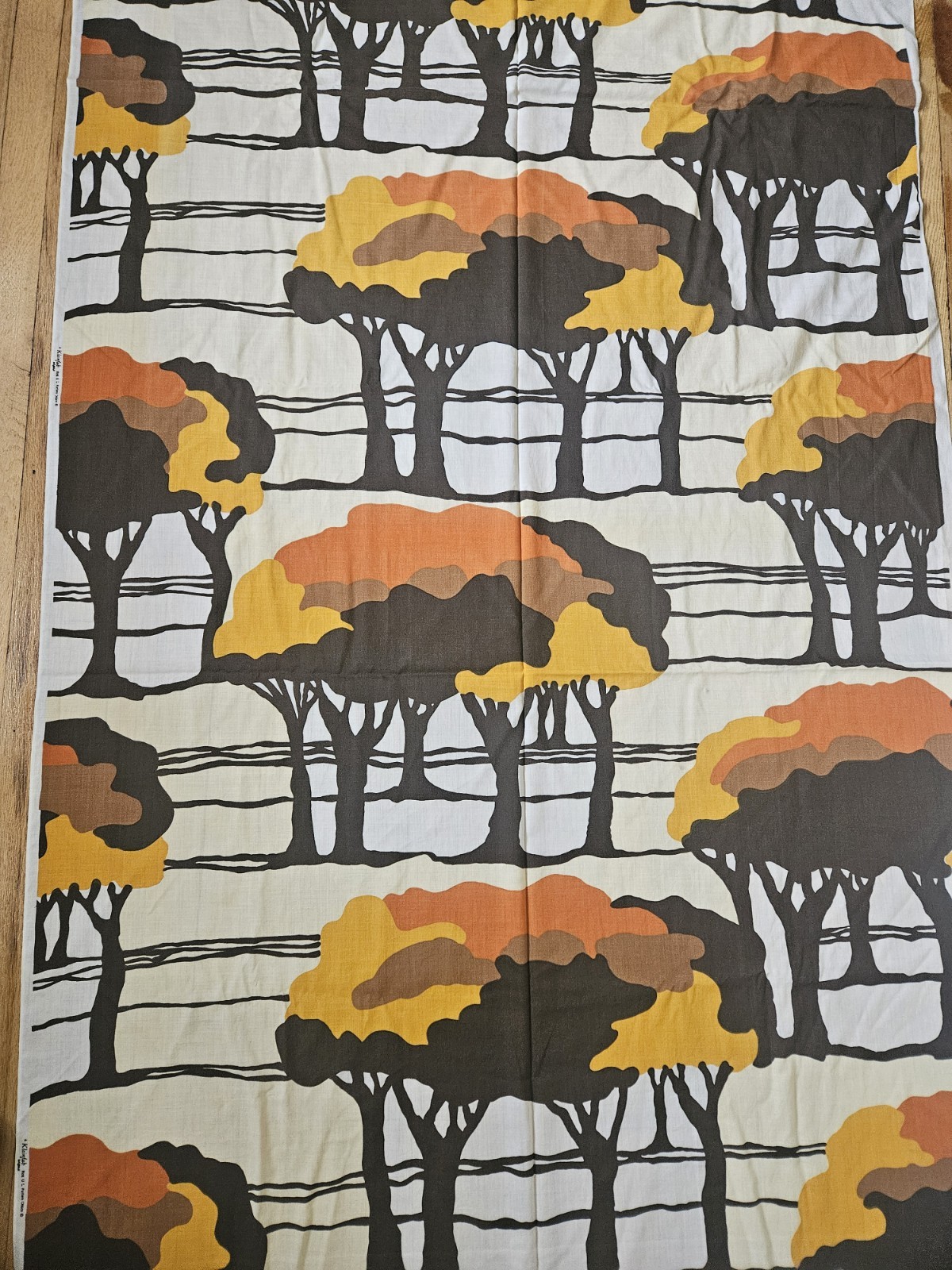 Vintage Kleinfab Original Marimekko Style Fabric MCM Orange Brown Tree Print Vintage Kleinfab Original Marimekko Style Fabric MCM Orange Brown Tree Print