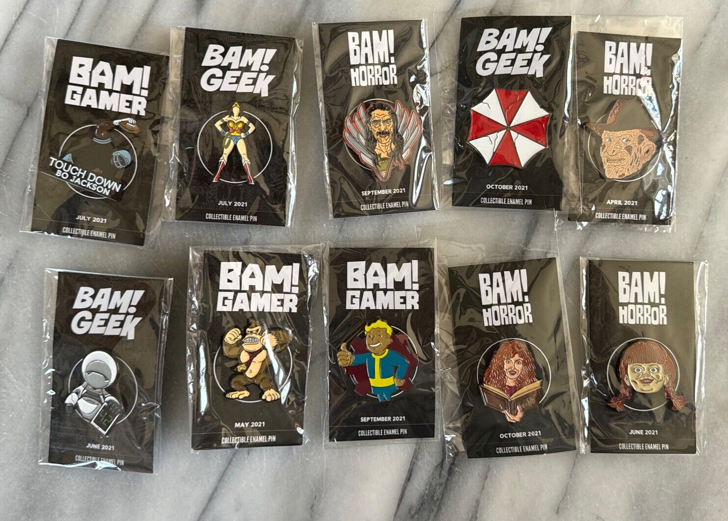 Bam Box-Horror Geek Gamer Collectable-Enamel Pin-Lot of 10 NIP New In Package