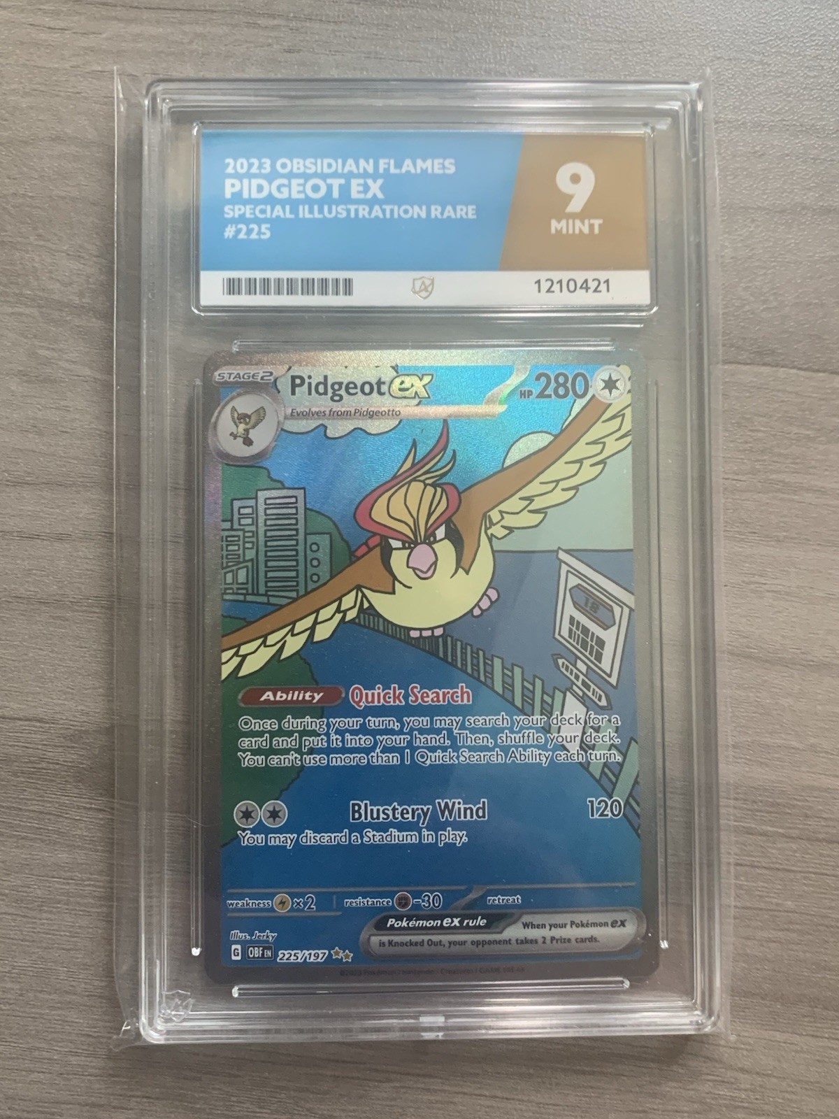 Pokémon Card TCG - Pidgeot EX - 225/197 - SIR - Obsidian Flames - Graded Ace 9 Pokémon Card TCG - Pidgeot EX - 225/197 - SIR - Obsidian Flames - Graded Ace 9