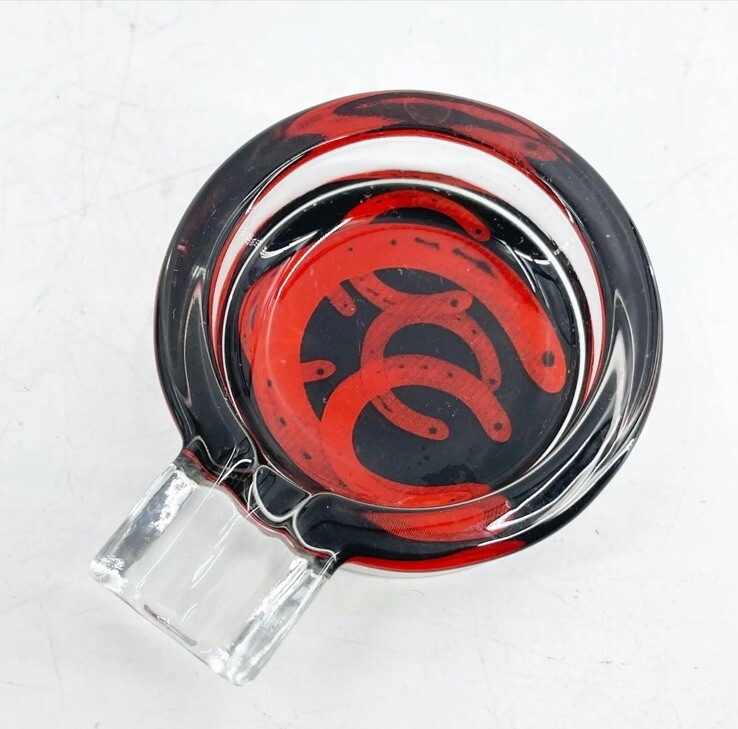 Set of 5 Vintage Marlboro Cigarette Art Glass Red Horseshoe Ashtray Set of 5 Vintage Marlboro Cigarette Art Glass Red Horseshoe Ashtray
