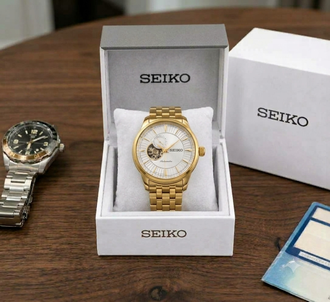 Luxury Vintage Seiko Automatic Silver Dial 4R35 Men's Wristwatch Gold Plated