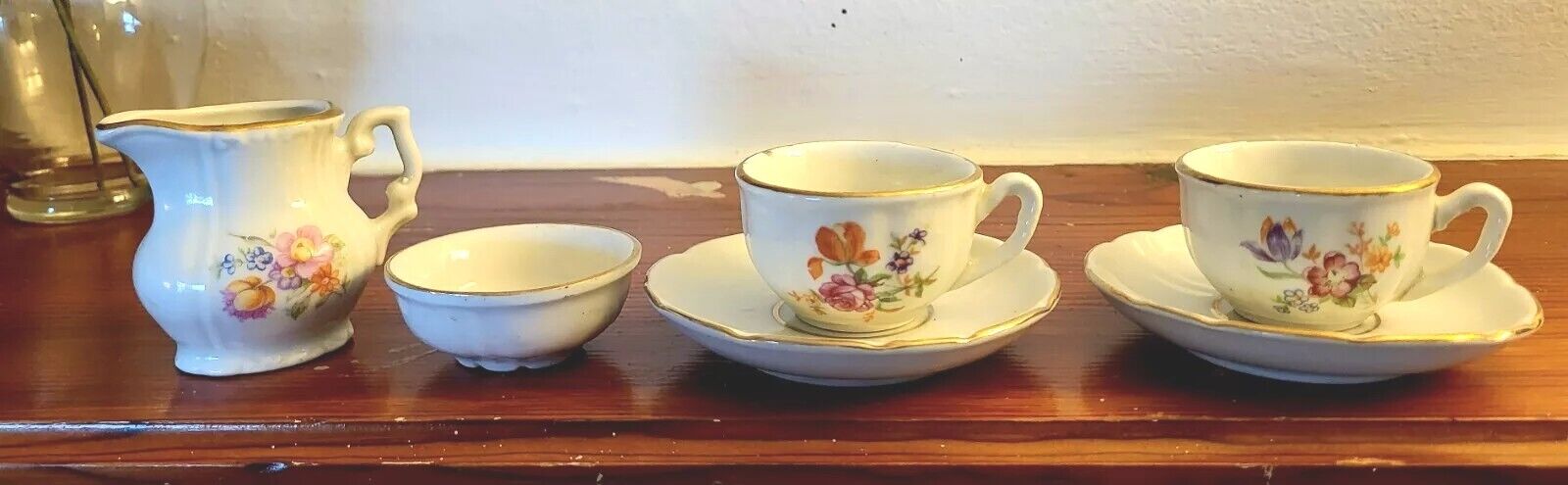 Vintage Mini Kahla Porcelain Set - Teacups, Plates, Creamer, Sugar Bowl
